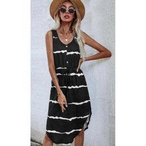 Graphic Print Knot Waist Dress